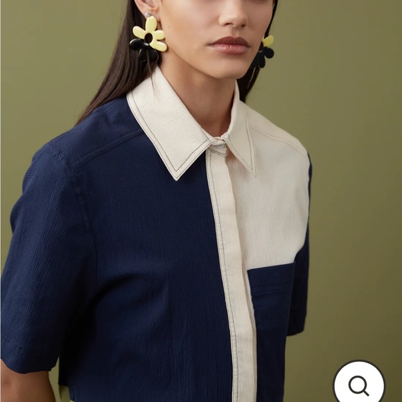 Gospell Leafage Colour Block Shirt Dress - Picture 10 of 13